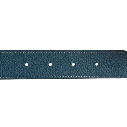Hermes Togo Box 32mm Belt Strap 85 Black Blue Jean 6 of 9