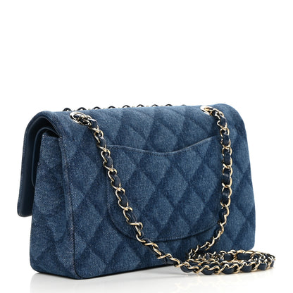 Chanel Printed Denim Quilted Medium Double Flap Dark Blue 3 of 12