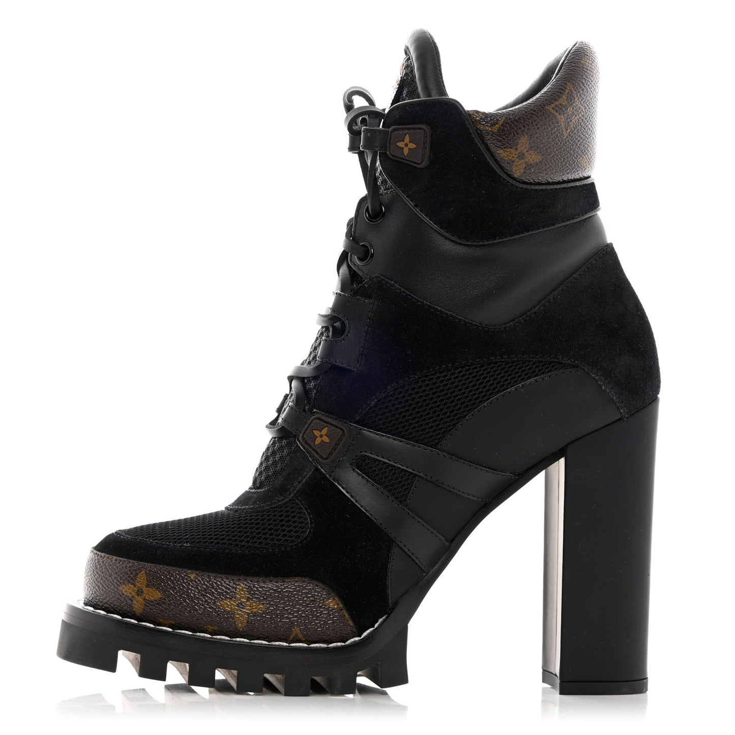 Suede Calfskin Monogram Star Trail Ankle Boots 40 Black