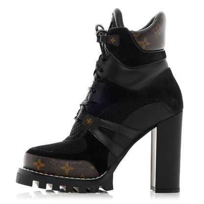Louis Vuitton Suede Calfskin Monogram Star Trail Ankle Boots 40 Black 1 of 9