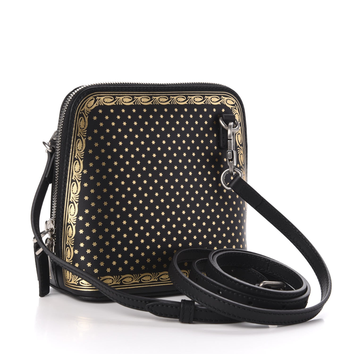 Gucci X SEGA Calfskin GUCCY Stars Mini Dome Shoulder Bag Black Gold 3 of 10