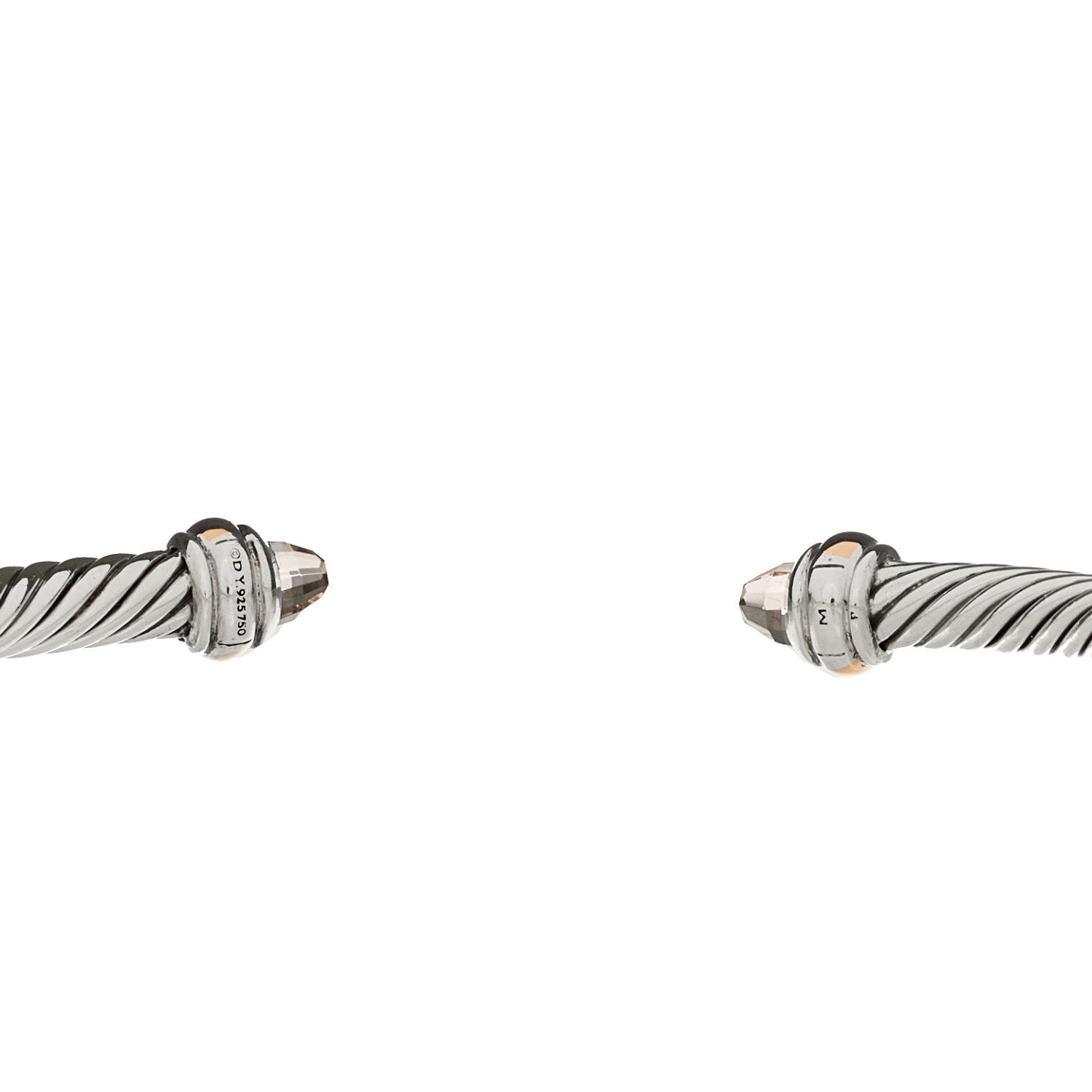 David Yurman Sterling Silver 18K Rose Gold Morganite 4mm Cable Classics Bracelet 3 of 3