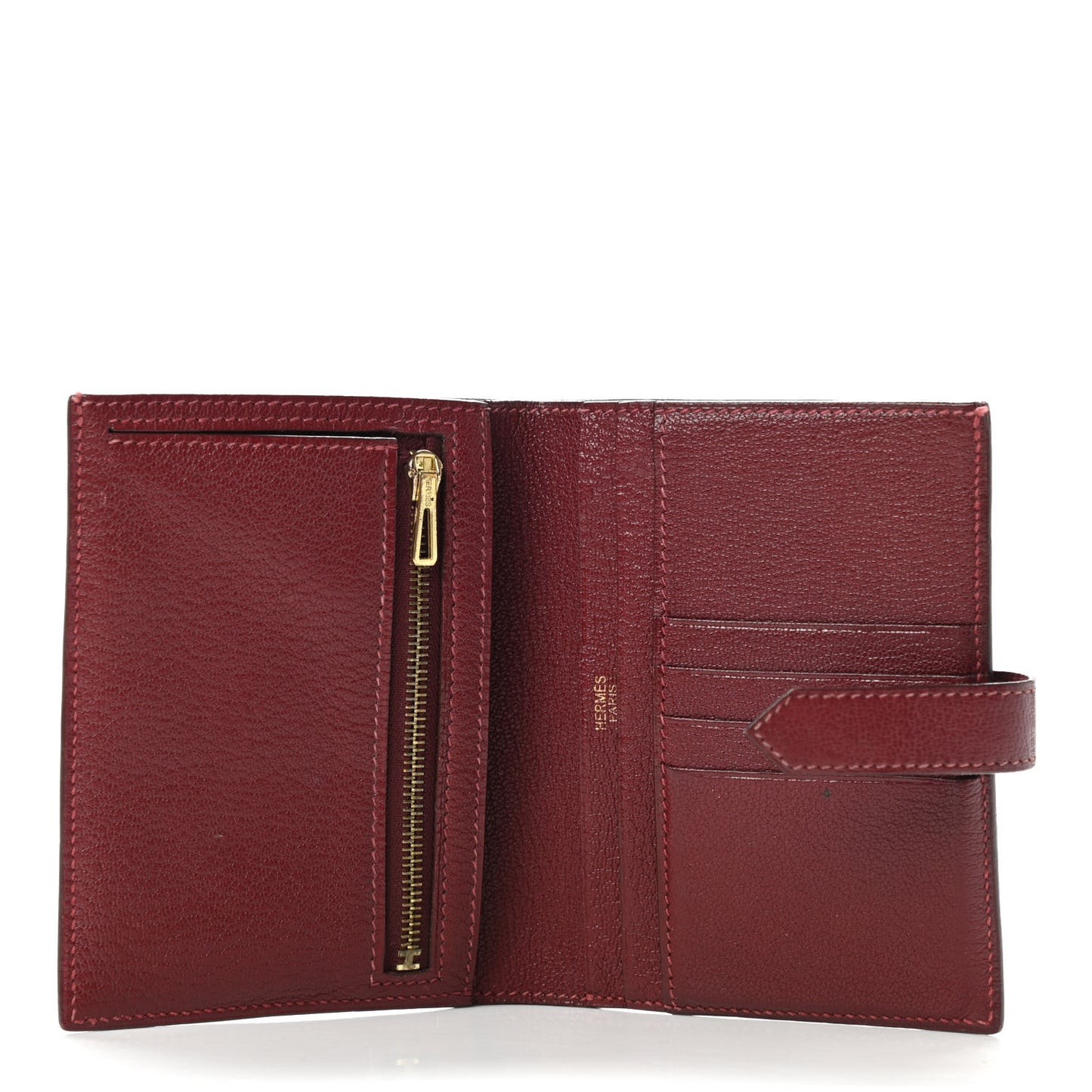 Chevre Mysore Bearn Compact Wallet Rouge H