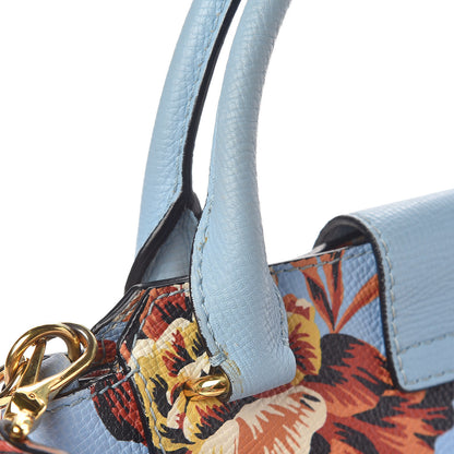 Burberry Soft Grain Calfskin Floral Print Small Buckle Tote Peony Rose Pale Blue Vibrant Orange 10 of 15