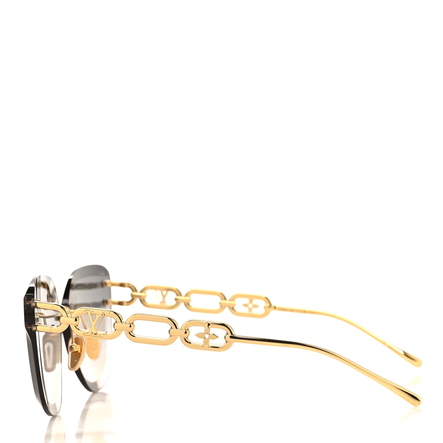 Metal Rimless LV Jewel Cat Eye Sunglasses Gradient Blue