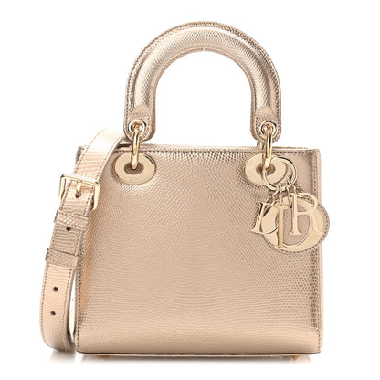 Christian Dior Metallic Lizard Small Lady Dior Gold 1 of 9