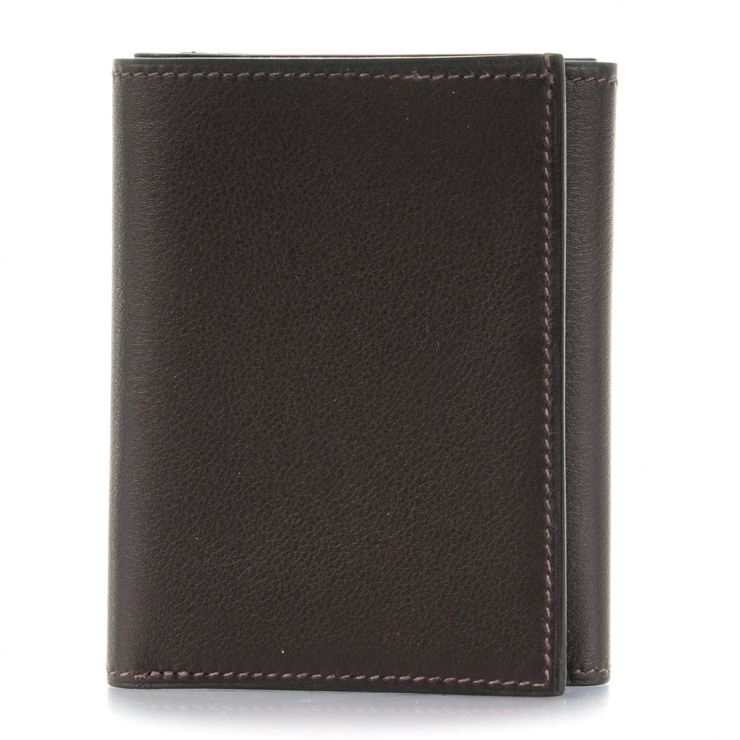 Hermes Swift Mens Citizen Twill Petit Fil d'Argent Tri-Fold Wallet Ebene Cannelle 1 of 8