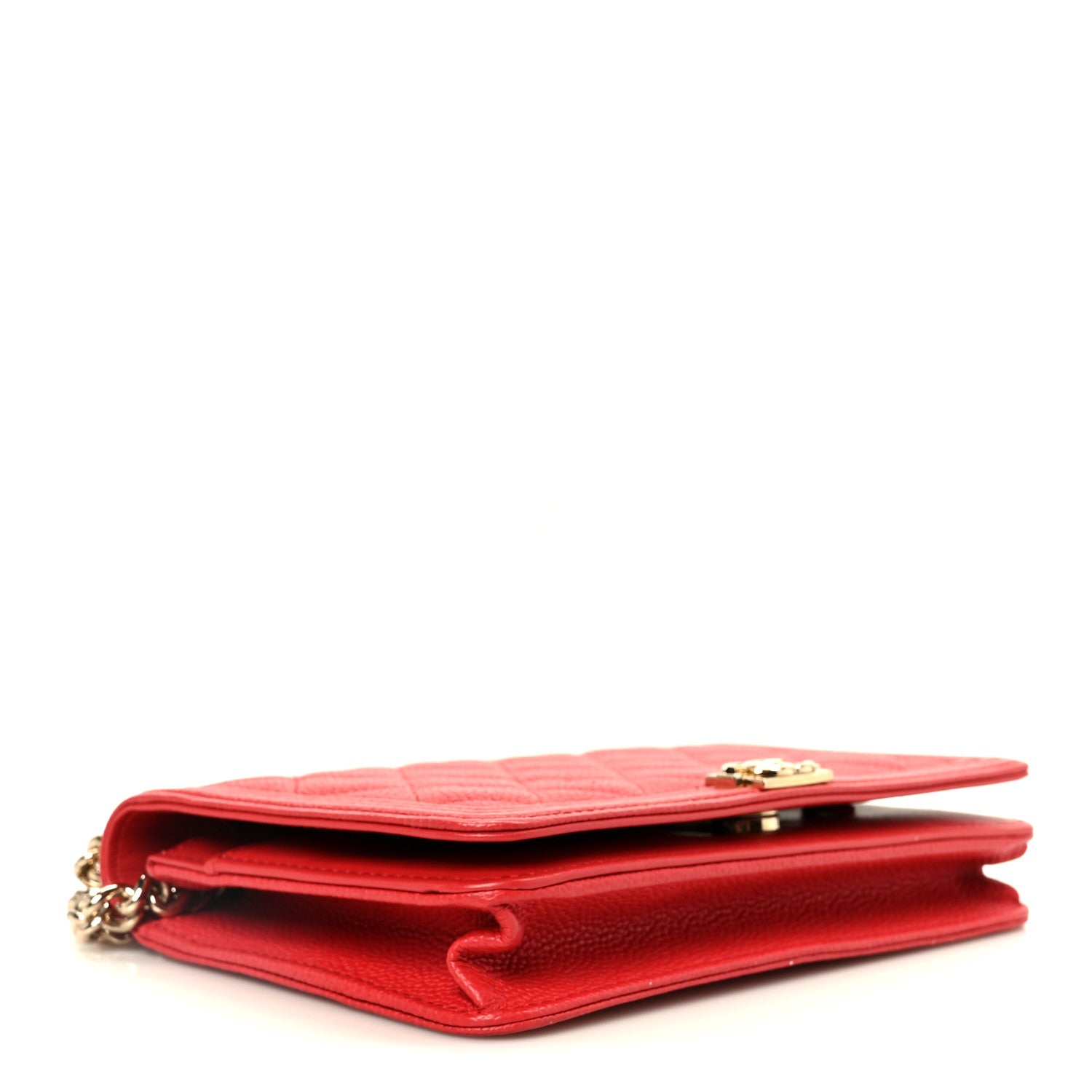 Chanel Caviar Quilted Boy Wallet On Chain WOC Red 4 of 11