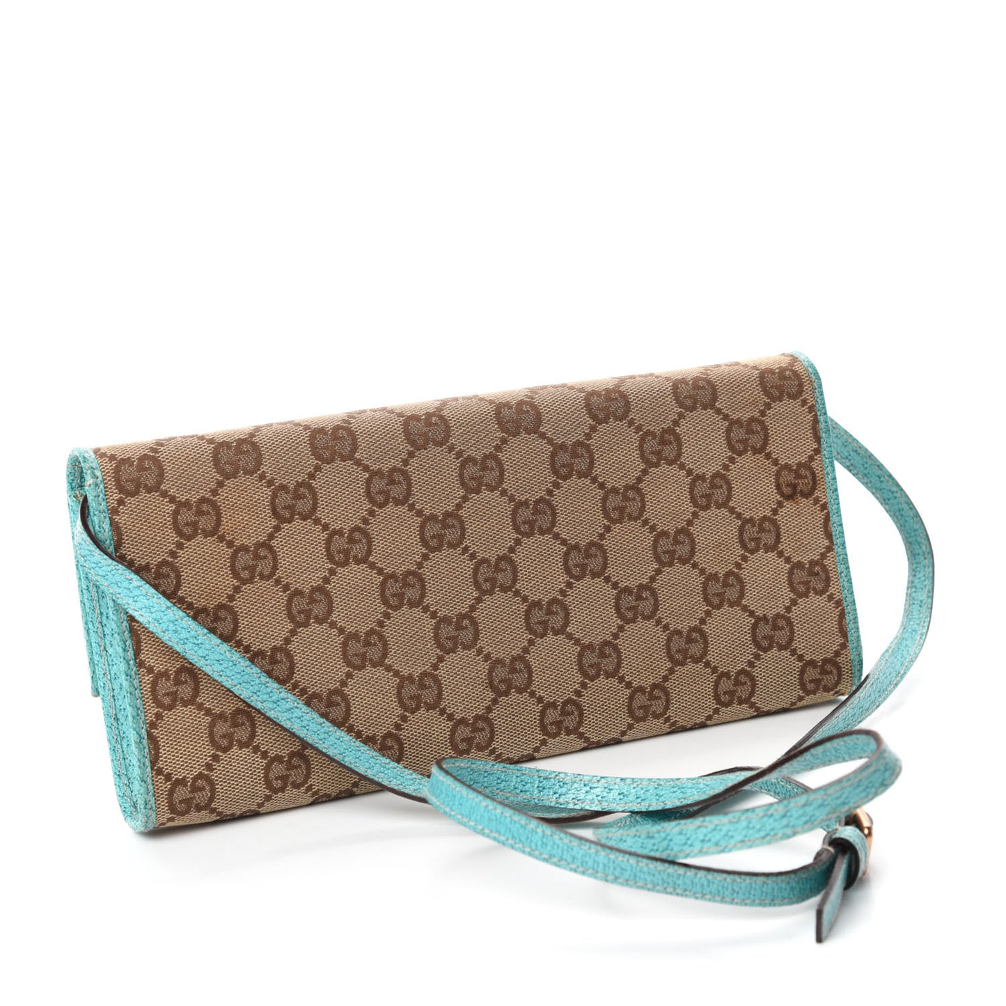 Monogram Bamboo Bar Clutch Turquoise