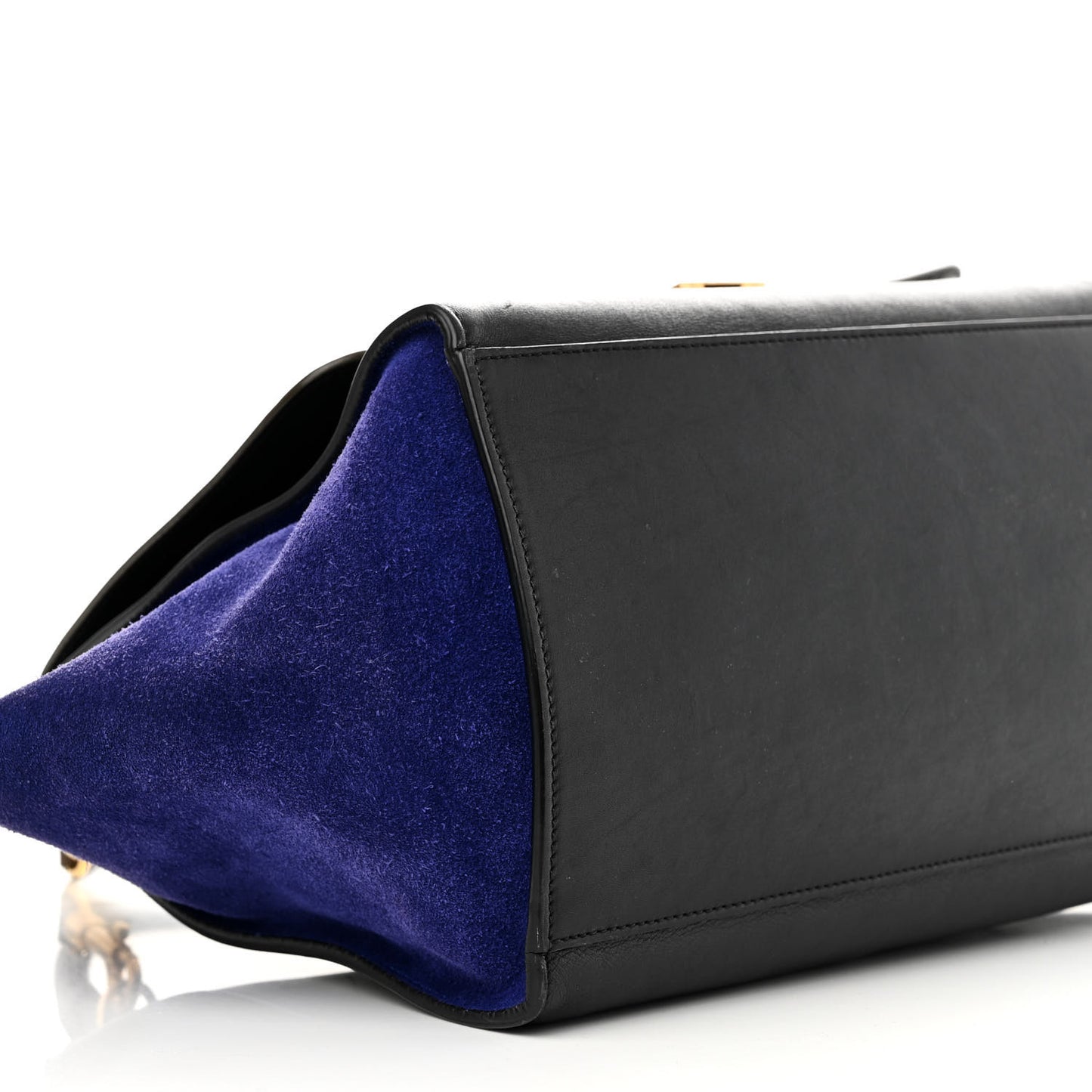 Smooth Calfskin Suede Medium Tri-Color Trapeze Indigo