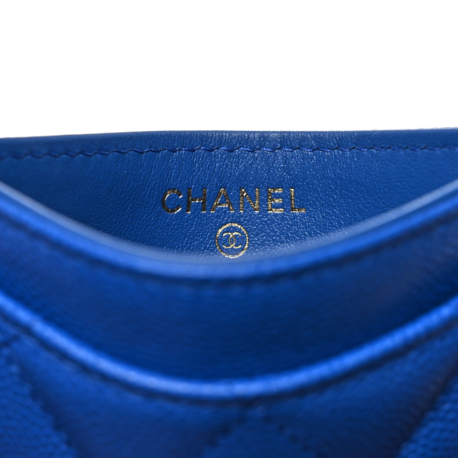Chanel Caviar Quilted Card Holder Blue 6 of 9