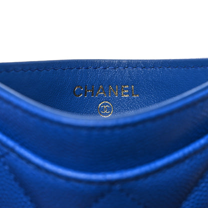 Chanel Caviar Quilted Card Holder Blue 6 of 9