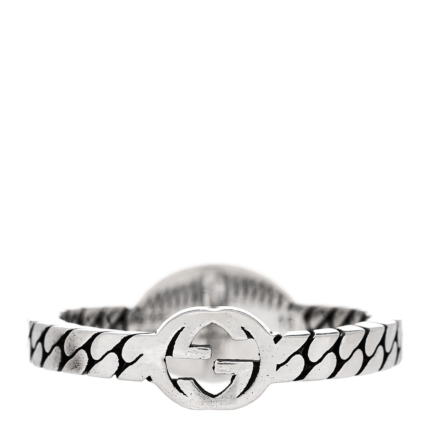 Sterling Silver Enamel Interlocking G Chain Ring 54 7 Black