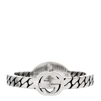 Gucci Sterling Silver Enamel Interlocking G Chain Ring 54 7 Black 3 of 4