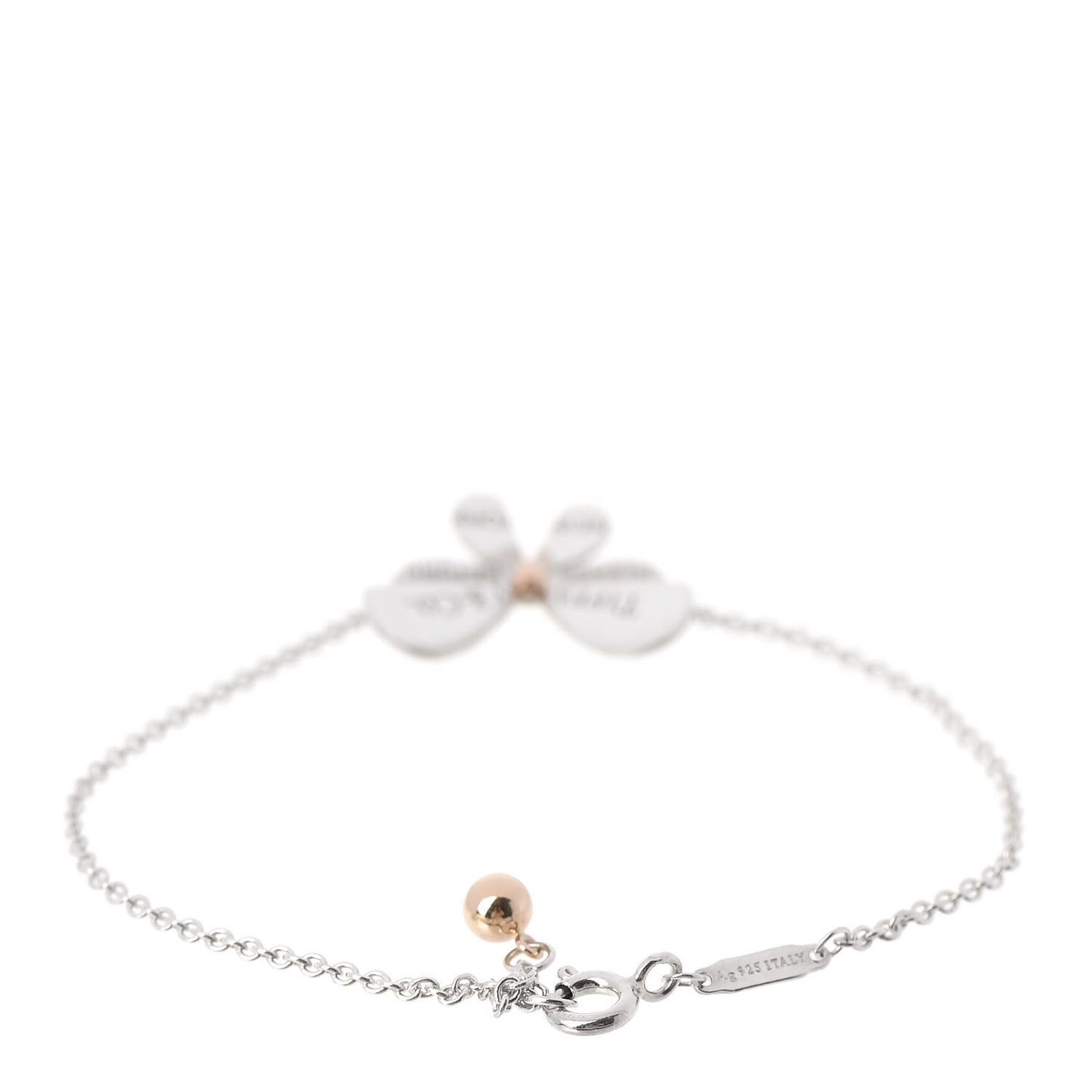 Sterling Silver 18K Rose Gold Return to Tiffany Love Bugs Butterfly Chain Bracelet