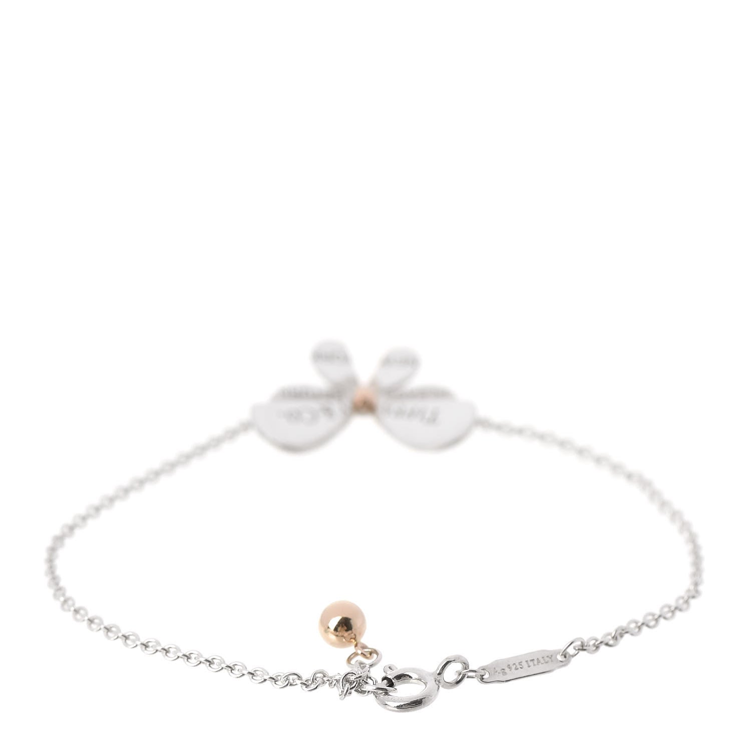 Tiffany Sterling Silver 18K Rose Gold Return to Tiffany Love Bugs Butterfly Chain Bracelet 2 of 6