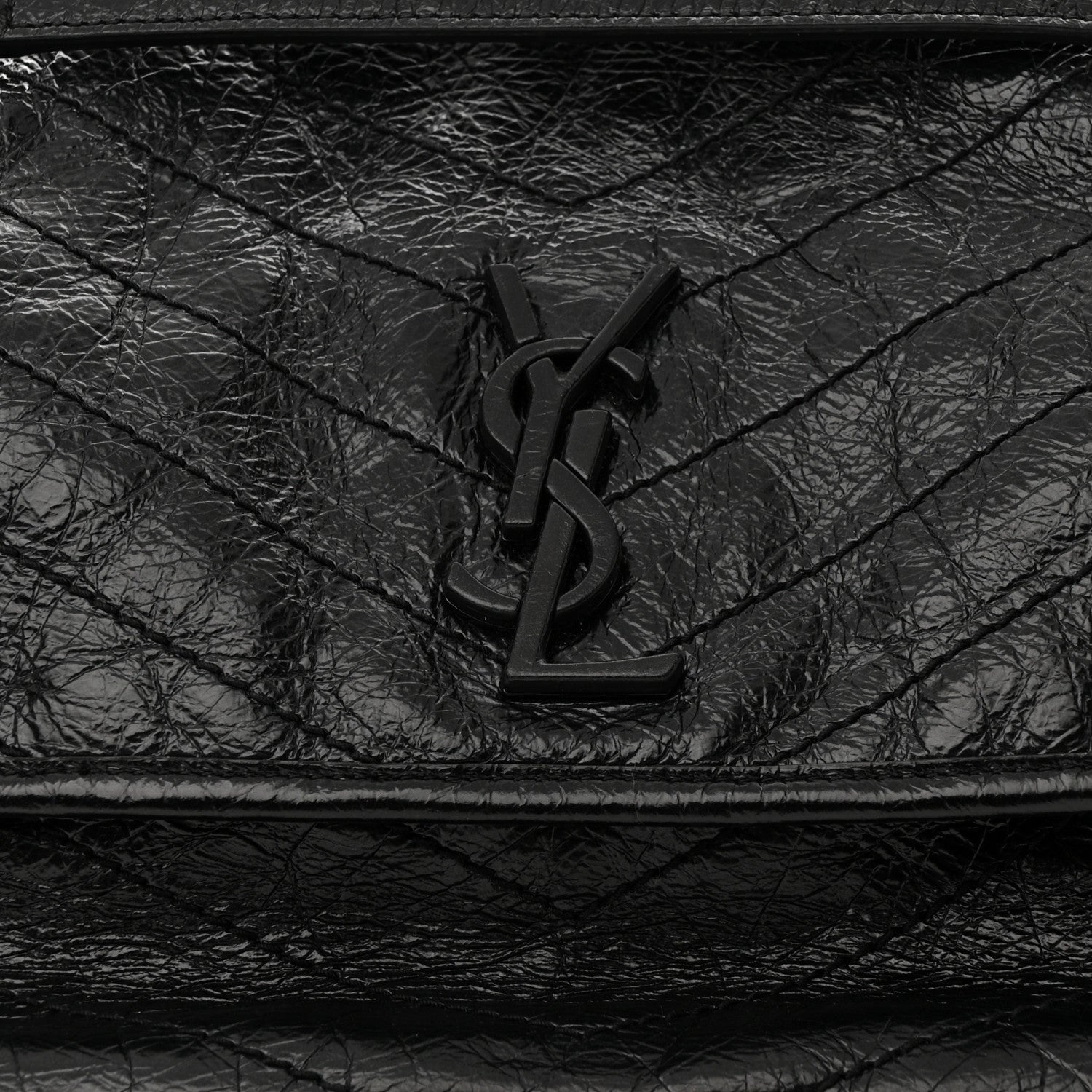Saint Laurent Crinkled Calfskin Matelasse Monogram Medium Niki Chain Satchel Black 9 of 11