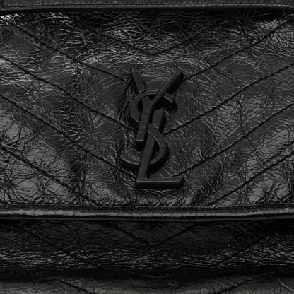 Saint Laurent Crinkled Calfskin Matelasse Monogram Medium Niki Chain Satchel Black 9 of 11