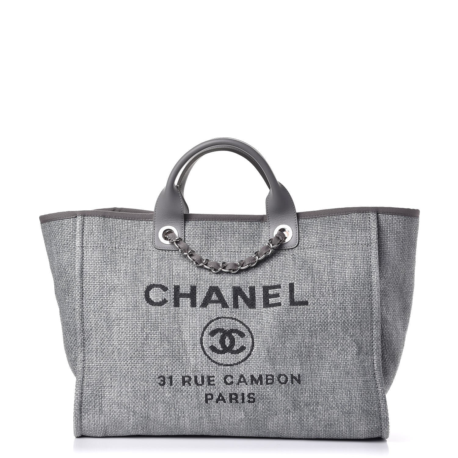 Chanel Canvas Large Deauville Tote Grey 1 of 9
