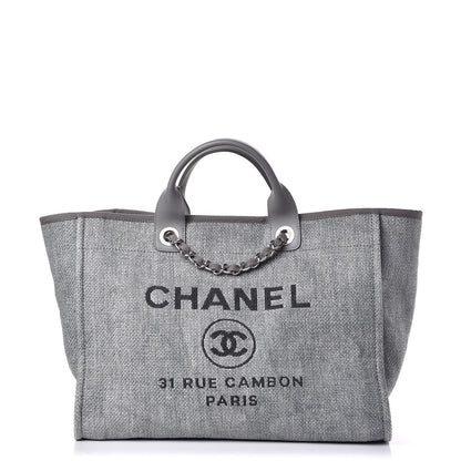 Chanel Canvas Large Deauville Tote Grey 1 of 9