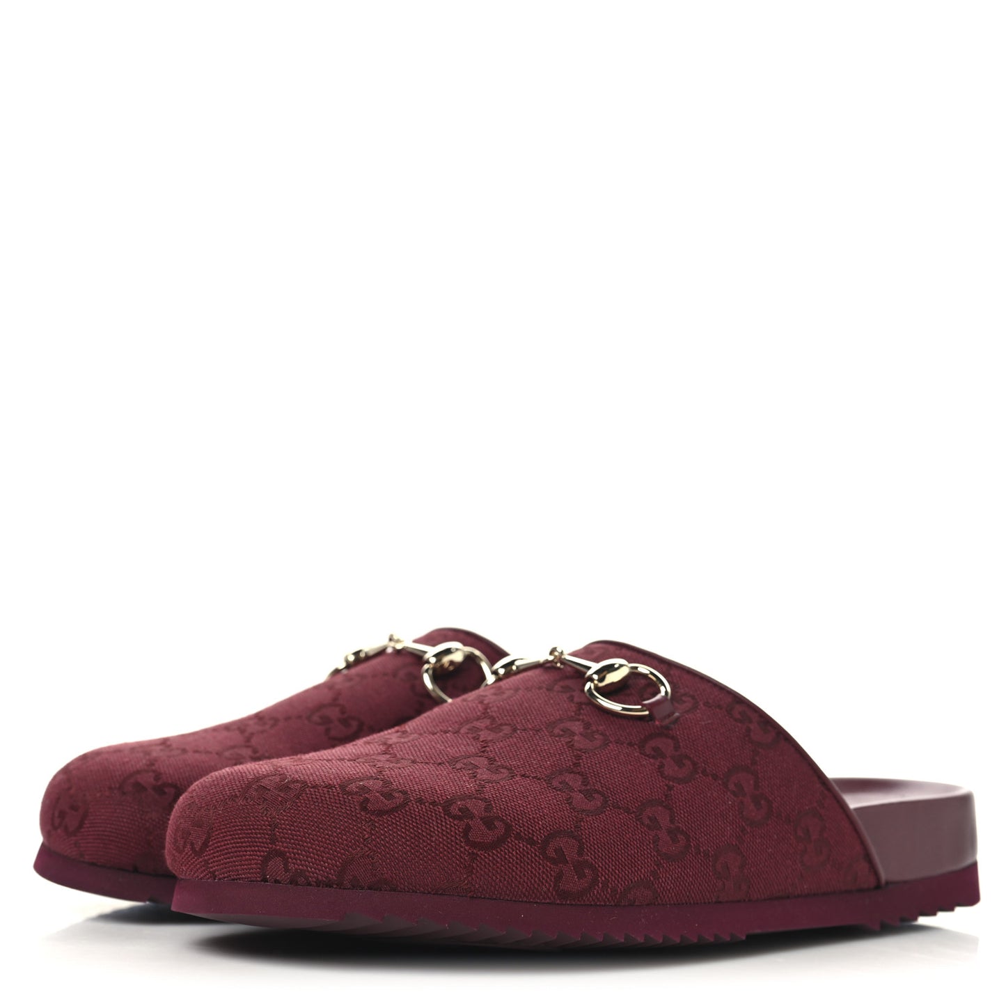 GG Supreme Monogram Womens Horsebit Slippers 38.5 Rosso Ancora