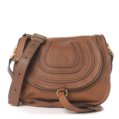 Chloe Calfskin Medium Marcie Round Zip Crossbody Bag Tan 1 of 12