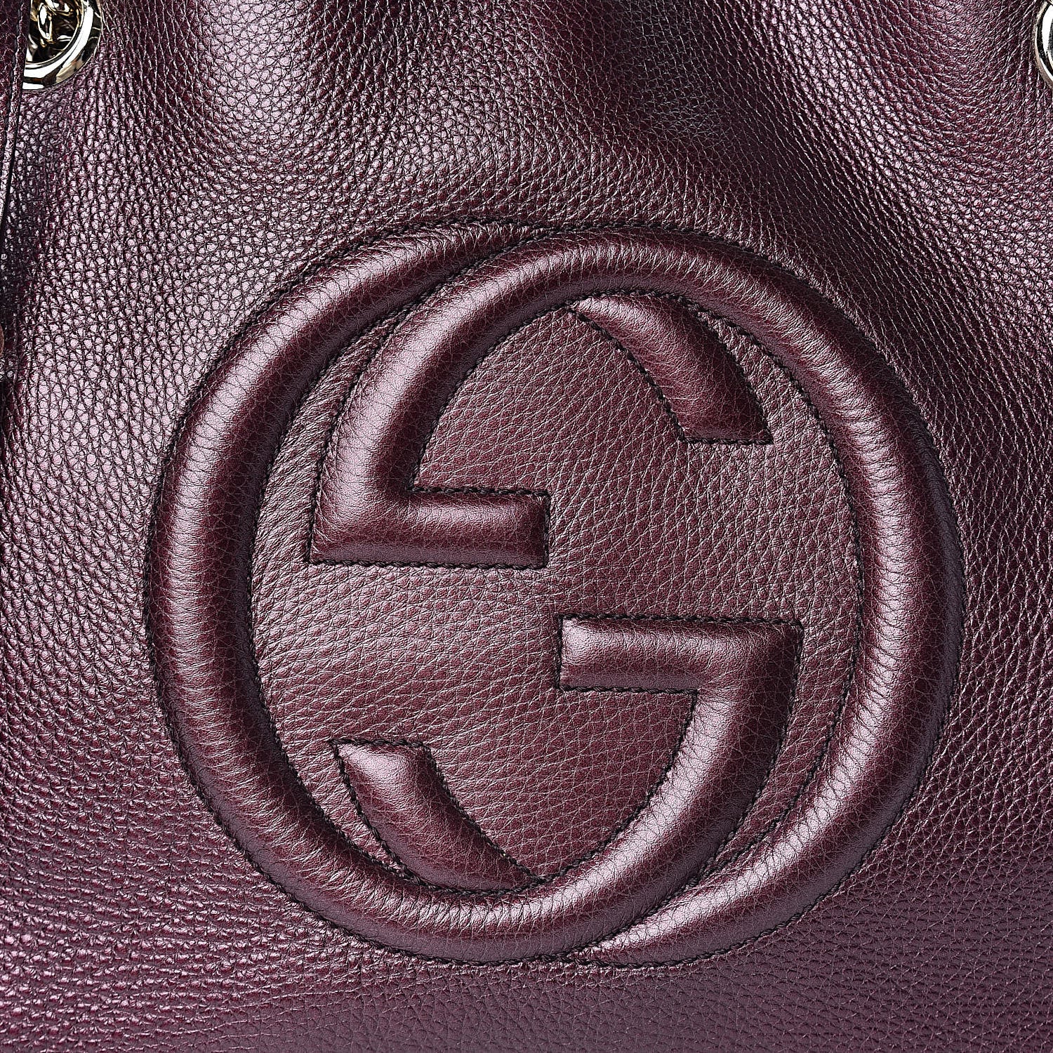 Gucci Metallic Cellarius Calfskin Medium Soho Chain Shoulder Bag Classic Burgundy 11 of 11
