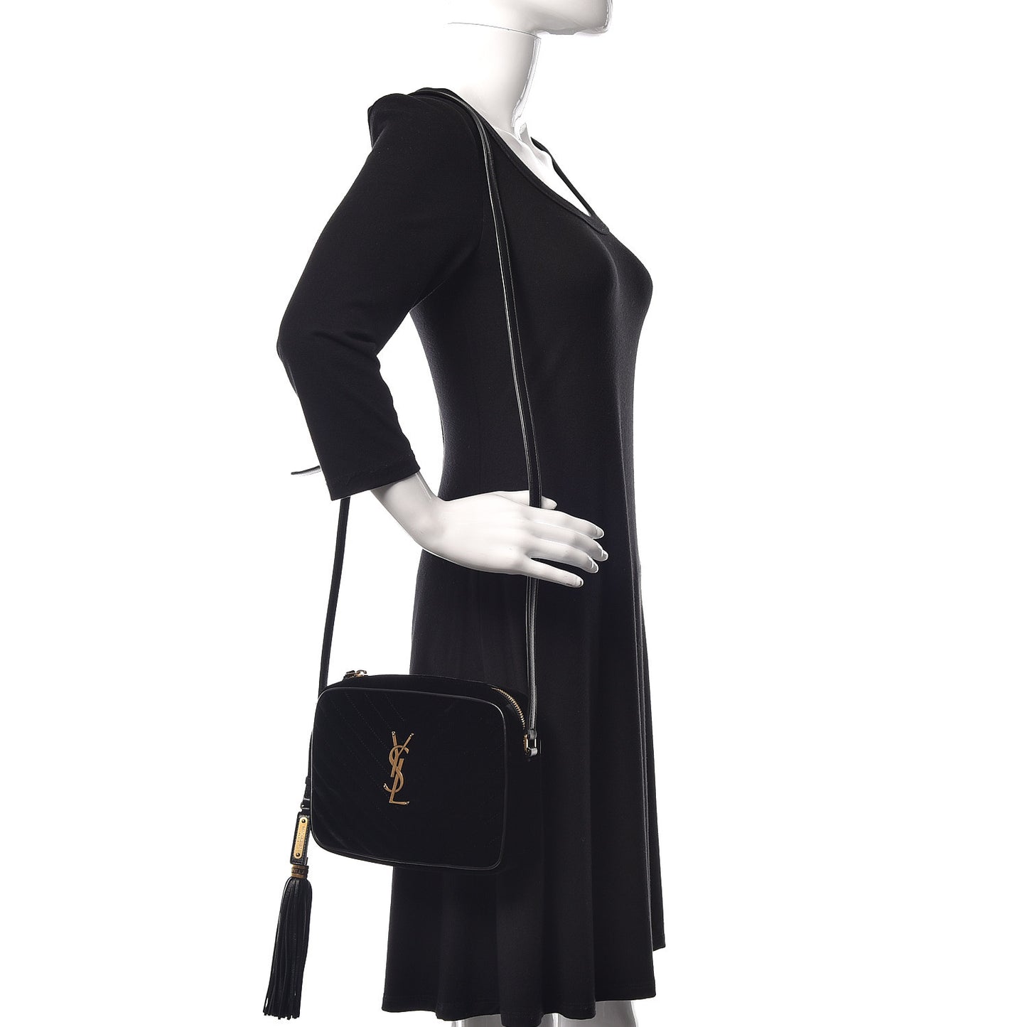 Velvet Matelasse Monogram Lou Camera Bag Black