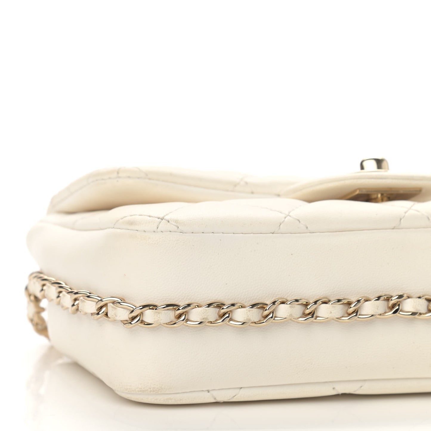 Lambskin Quilted Mini My Precious Flap White