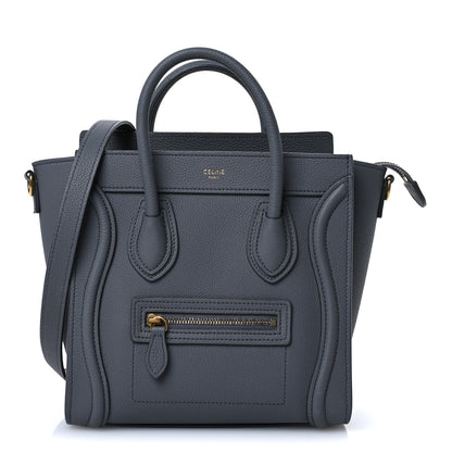 Celine Drummed Calfskin Nano Luggage Kohl 9 of 14