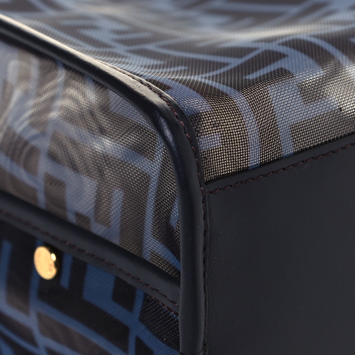 Fendi Mesh Vitello Century FF 1974 Mini Peekaboo Defender Cover Azzurro Black Ebano 11 of 14