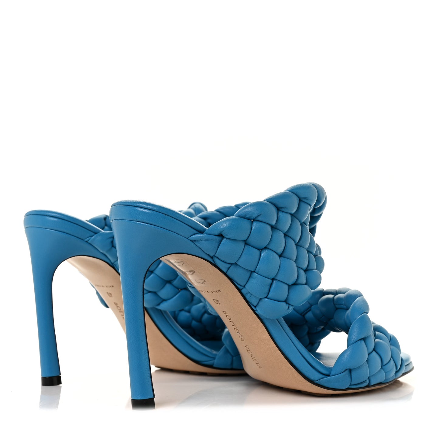 Nappa Twisted Padded Intrecciato Curve Slide Sandals 40 Bleuette