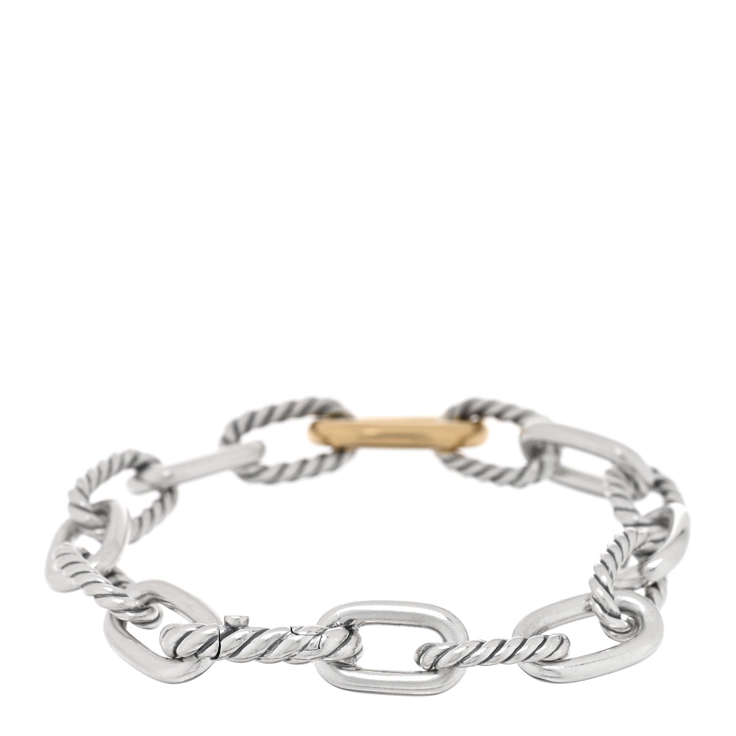 David Yurman Sterling Silver 18K Yellow Gold 8.5mm DY Madison Chain Bracelet 2 of 4