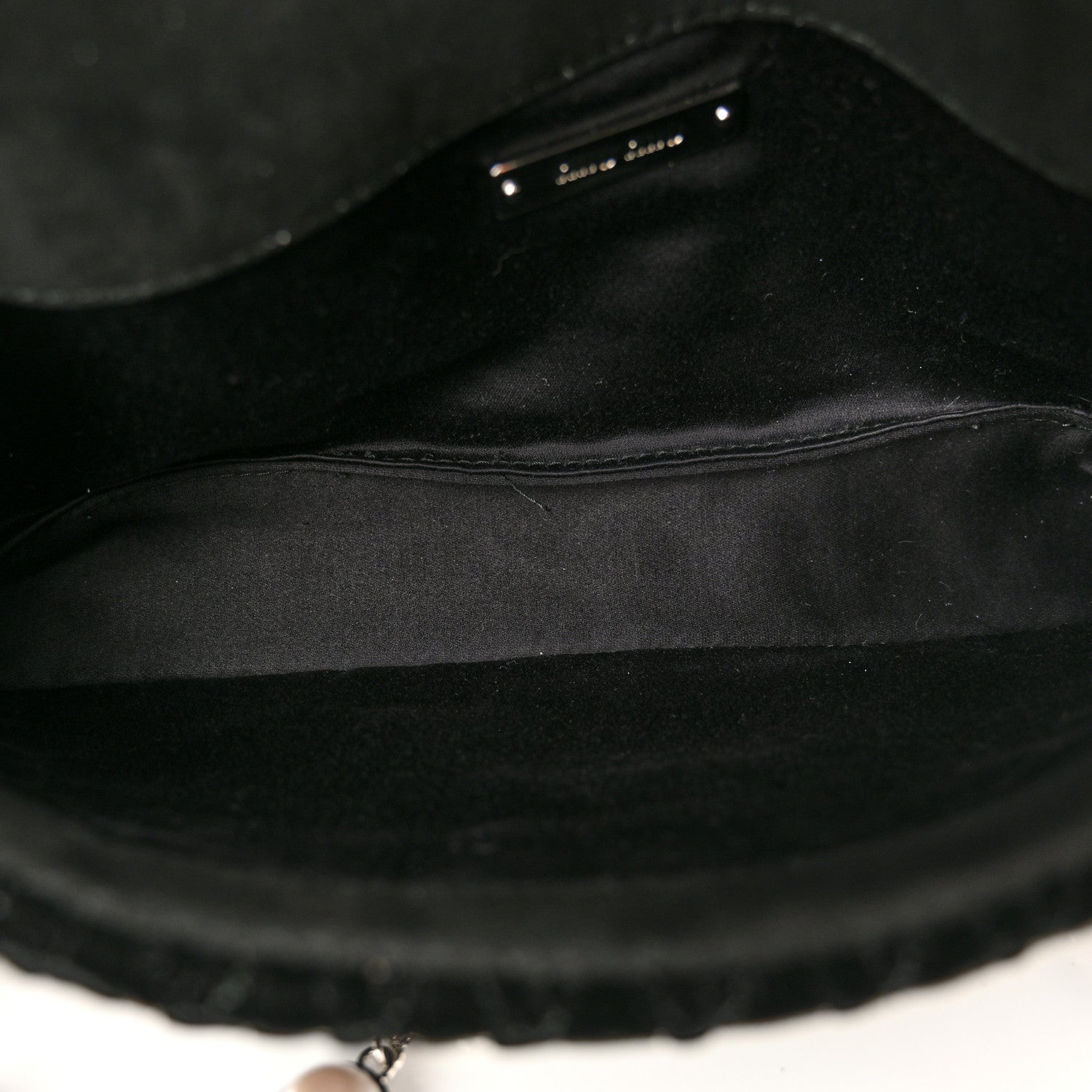 Miu Miu Velvet Matelasse Crystal Pearl Chain Shoulder Bag Black 5 of 10
