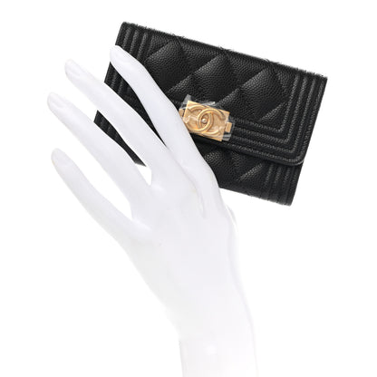 Chanel Caviar Quilted Boy Flap Card Holder Black 2 of 10