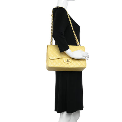 Chanel Iridescent Caviar Quilted Jumbo Double Flap Jaune Yellow 2 of 11