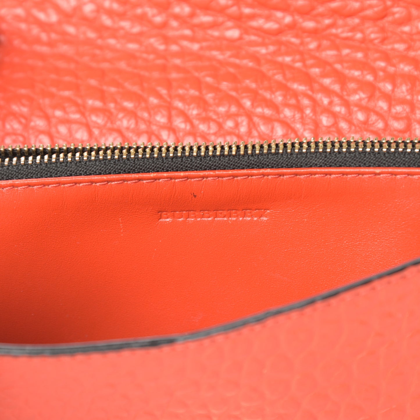 Signature Grain Small Madison Chain Clutch Orange