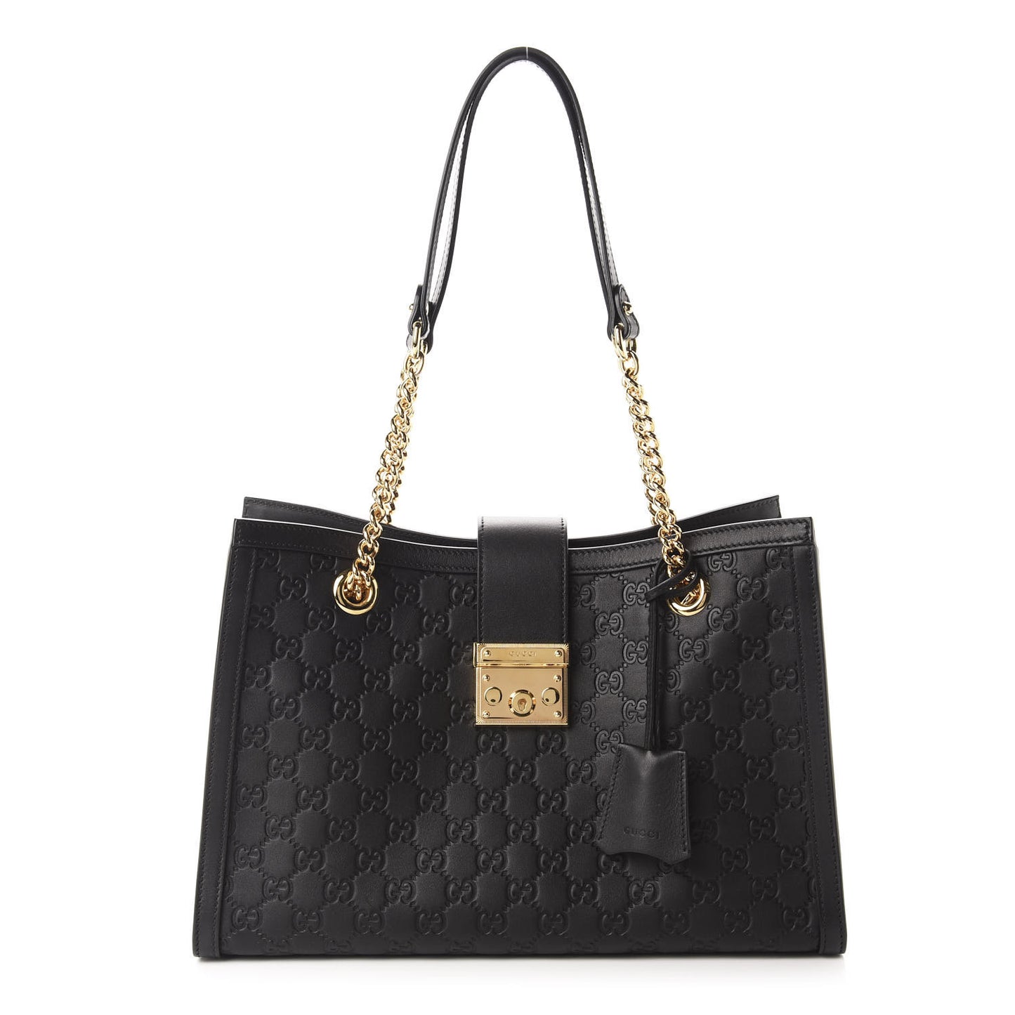 Guccissima Medium Padlock Tote Black
