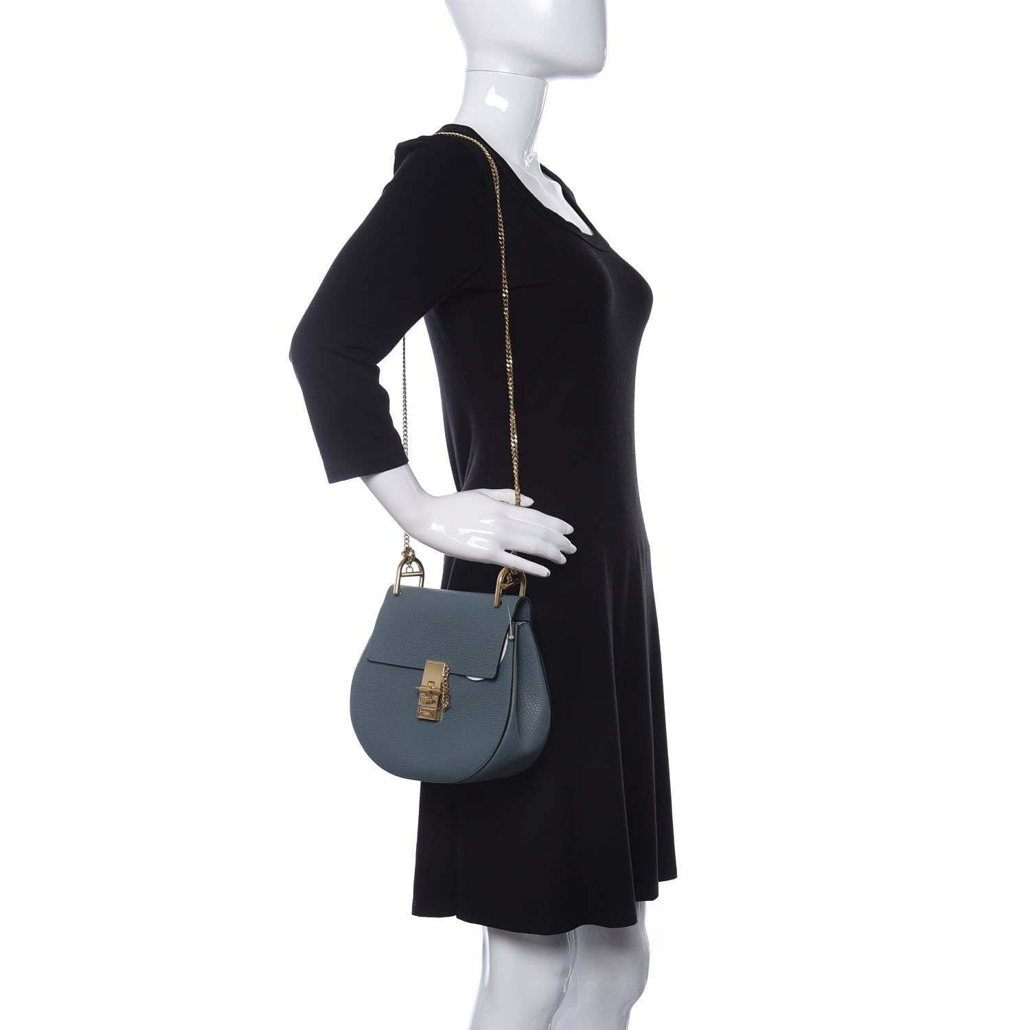 Chloe Grained Lambskin Drew Shoulder Bag Cloudy Blue 2 of 10