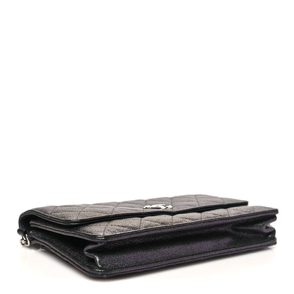 Chanel Iridescent Caviar Quilted Classic Pouch Clutch Black 4 of 11