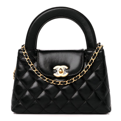 Chanel Shiny Aged Calfskin Quilted Nano Kelly Shopper Black 1 of 11