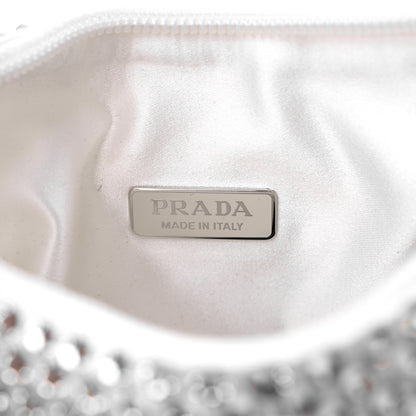 Prada Satin Crystal Mini Re-Edition 2000 Bag White 6 of 8