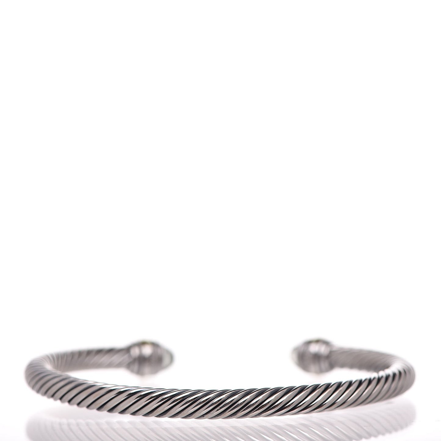 Sterling Silver 14K Yellow Gold Prasiolite 5mm Cable Classics Bracelet
