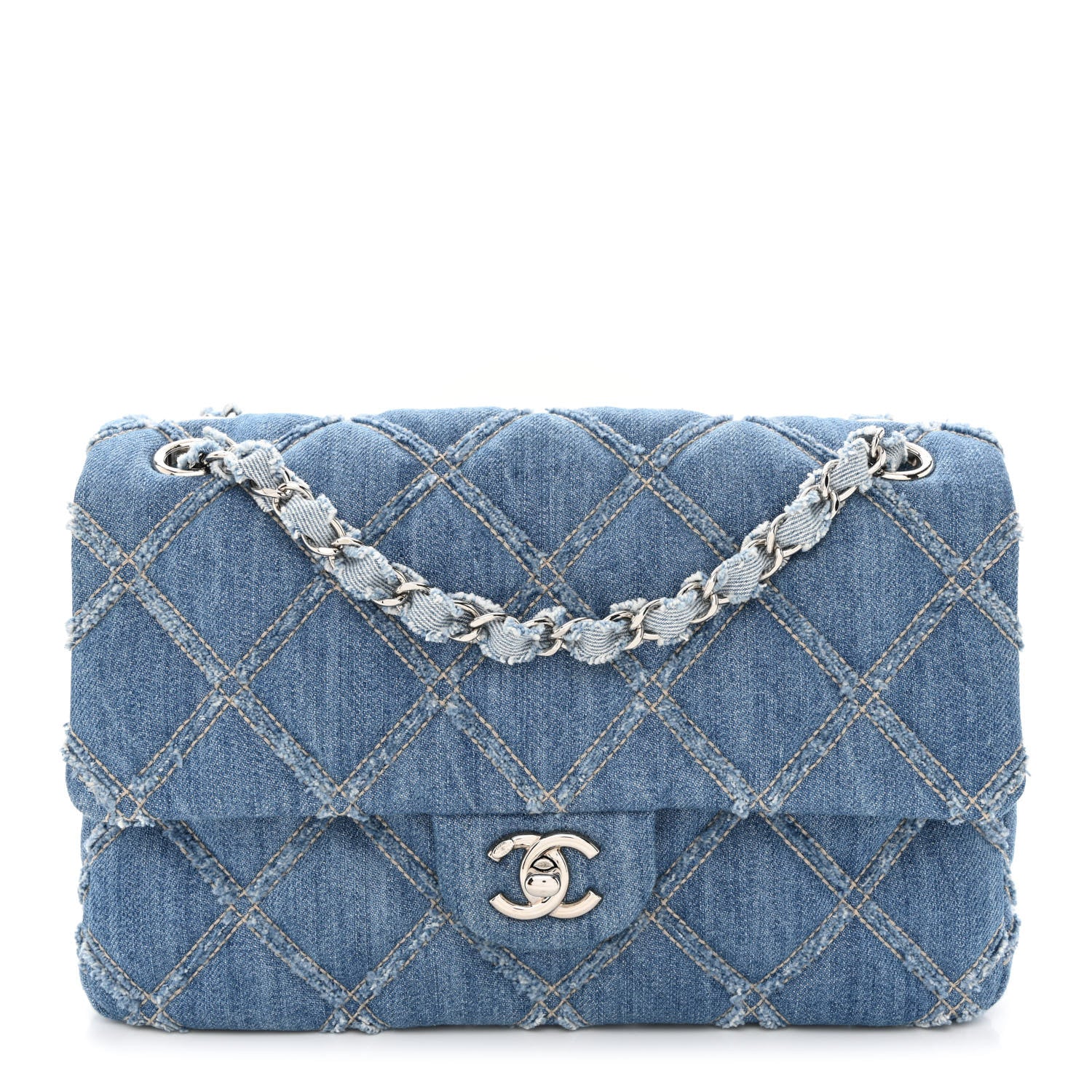 Chanel Denim Quilted Medium Distressed Single Flap Blue 1 of 10