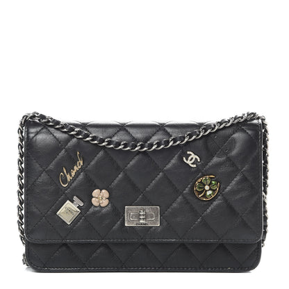 Chanel Aged Calfskin Lucky Charms Casino 2.55 Reissue Wallet on Chain WOC Black 1 of 15