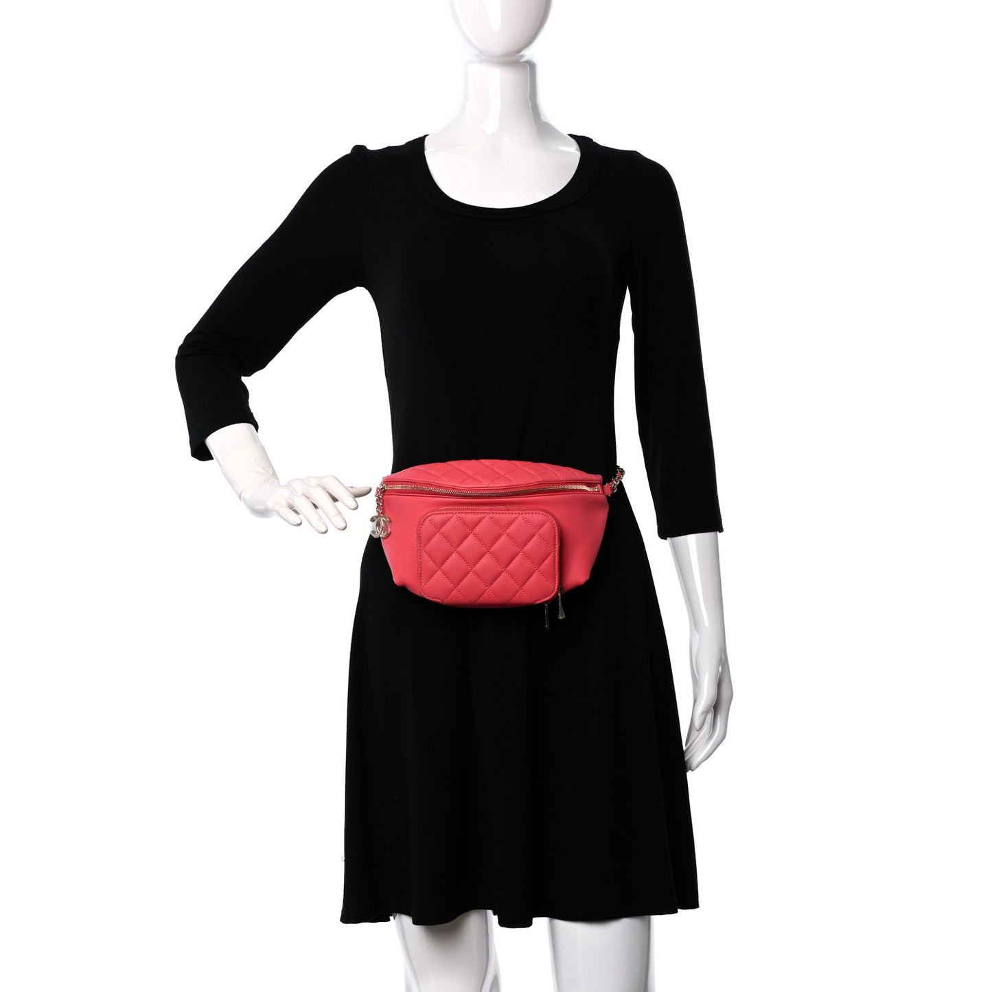 Caviar Quilted Business Affinity Waist Belt Bag Pink