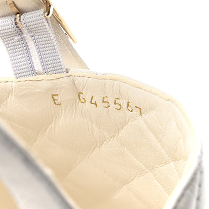 Chanel Lambskin Quilted Peep Toe Wedge Sandals 38 White 9 of 9