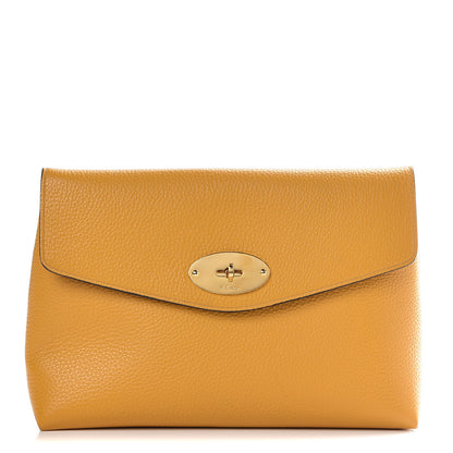 Mulberry Classic Grain Calfskin Large Darley Cosmetic Pouch Deep Amber 1 of 9