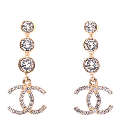 Chanel Crystal CC Drop Earrings Gold 1 of 4