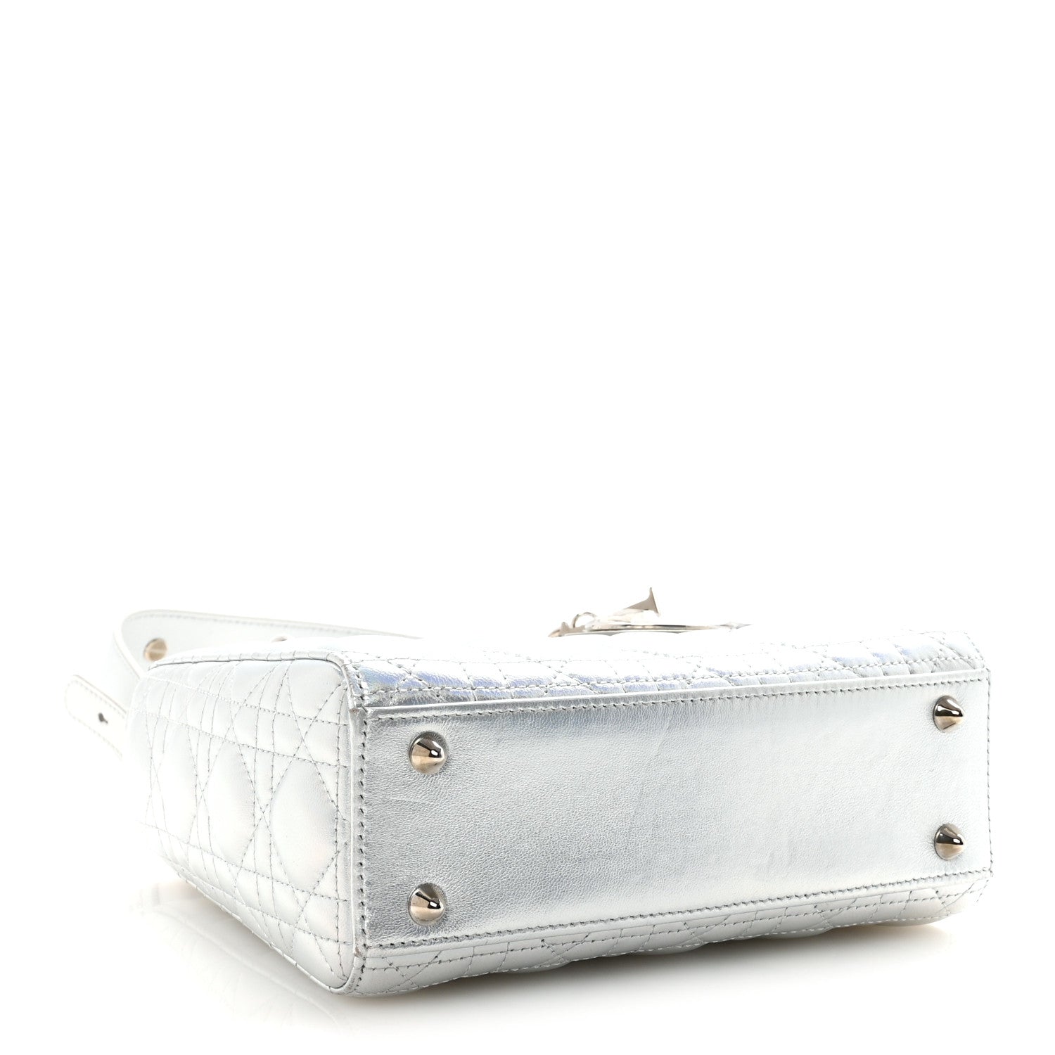 Christian Dior Iridescent Metallic Lambskin Cannage Small My ABCDior Lady Dior Silver 4 of 10